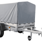 Tieflader Pkw Anhänger Garden Trailer 200 KIPP 200×106 cm 750 kg [mit Hochspriegel, Hochplane und Stützrad]-Neu