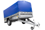 Ungebremster Anhänger 264×125 UNITRAILER FORCE 264 KIPP mit H-800 Spriegel und blauer Hochplane-Neu