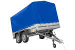 Zweiachsanhänger 264×150 UNITRAILER GARDEN 265/2 KIPP mit Rahmen H-1100 und blauer Plane-Neu