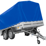 Zweiachsanhänger 264×150 UNITRAILER GARDEN 265/2 KIPP mit Rahmen H-1100 und blauer Plane-Neu