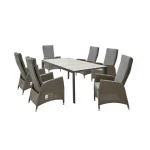 CASAYA New Jardel Gartenmöbelset 7-teilig Aluminium Polyrattan Keramiktisch Grau